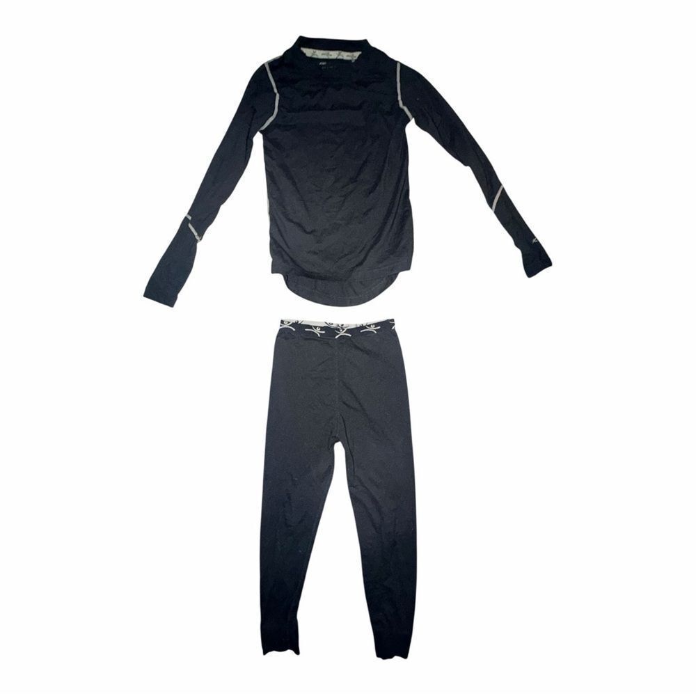 Terramar Boys XS Extra Small Black Long Underwear Base Layer Set Shirt Pants EUC